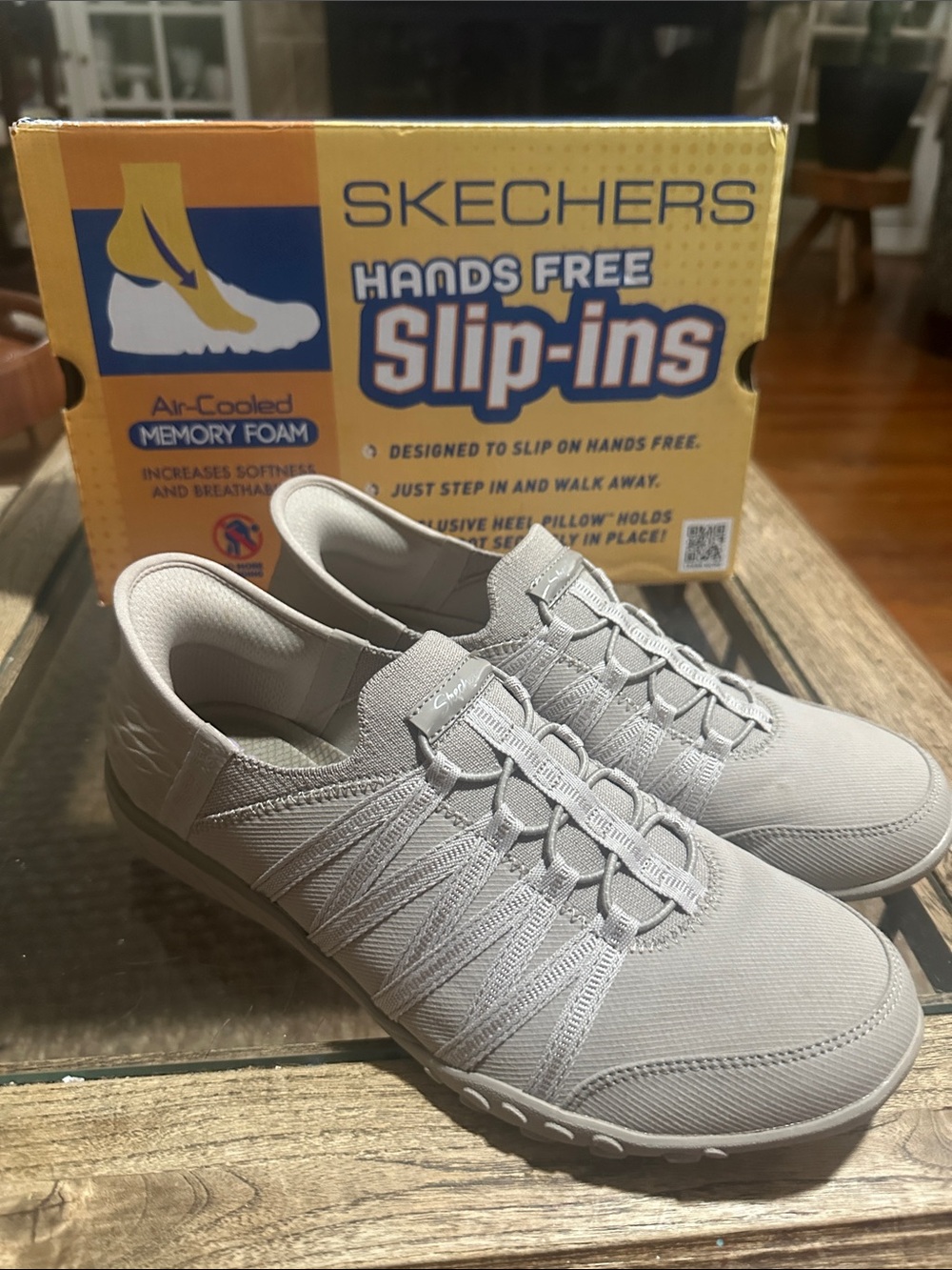 Skechers Women’s Hands-Free Slip-In Sneakers — Light Gray